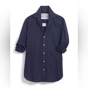 Frank & Eileen 100% Cotton Navy Joedy Shirt Woven in Italy - Size Small